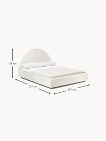 Teddy gestoffeerd bed Ebba, Frame: massief grenenhout en pla, Poten: massief grenenhout, FSC-g, Teddy wit, B 140 x L 200 cm