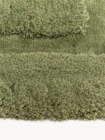 Flauschiger Hochflor-Teppich Genève mit erhabener Hoch-Tief-Struktur, Flor: Mikrofaser (100 % Polyest, Dunkelgrün, B 80 x L 150 cm (Größe XS)