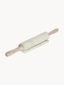 Set mattarello in marmo con supporto Aimil 2 pz, Bianco marmorizzato, legno chiaro, Ø 7 x Lung. 41 cm