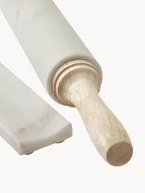 Set mattarello in marmo con supporto Aimil 2 pz, Bianco marmorizzato, legno chiaro, Ø 7 x Lung. 41 cm