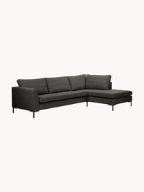 Sofa narożna Luna, Tapicerka: 100% poliester z certyfik, Stelaż: lite drewno bukowe, sklej, Nogi: metal galwanizowany, Antracytowa tkanina, S 280 x G 184 cm, lewostronna