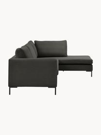 Ecksofa Luna, Bezug: 100 % Polyester Der strap, Gestell: Massives Buchenholz, Schi, Füße: Metall, galvanisiert Das , Webstoff Anthrazit, B 280 x T 184 cm, Eckteil rechts