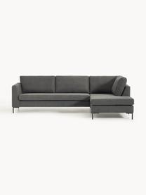 Ecksofa Luna, Bezug: 100 % Polyester Der strap, Gestell: Massives Buchenholz, Schi, Füße: Metall, galvanisiert Das , Webstoff Anthrazit, B 280 x T 184 cm, Eckteil links