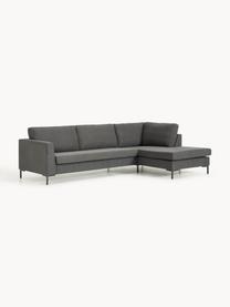 Ecksofa Luna, Bezug: 100 % Polyester Der strap, Gestell: Massives Buchenholz, Schi, Füße: Metall, galvanisiert Das , Webstoff Anthrazit, B 280 x T 184 cm, Eckteil links