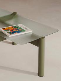 Konferenčný stolík so sklenenou doskou Kob, Priehľadná, olivovozelená, Š 110 x V 41 cm