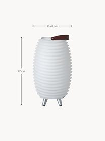 Mobiele dimbare LED tuinlamp Synergy S met luidspreker en flessenkoeler, Lampenkap: kunststof, Decoratie: geborsteld aluminium, Wit, bruin, Ø 32 x H 56 cm