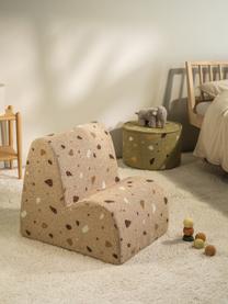 Fauteuil en bouclette pour enfants fait main Cloud, Bouclette beige, aspect terrazzo, larg. 50 x haut. 60 cm