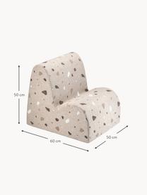 Poltroncina per bambini in bouclé fatta a mano Cloud, Beige bouclé, effetto terrazzo, Larg. 50 x Prof. 60 cm