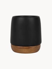 Tazas pequeñas con posavaso de madera de acacia Nordika, 2 uds., Negro mate, madera oscura, Ø 6 x Al 8 cm, 100 ml