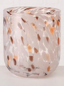 Glas-Windlicht Lulea mit Tupfen-Muster, Glas, Hellrosa, Brauntöne, Ø 15 x H 17 cm
