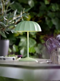 Kleine mobiele LED outdoor tafellamp Ombrellino, dimbaar, Lamp: gecoat aluminium, Olijfgroen, Ø 16 x H 23 cm