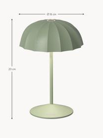 Lampada piccola da esterno portatile a LED con luce regolabile Ombrellino, Lampada: alluminio rivestito, Verde oliva, Ø 16 x Alt. 23 cm