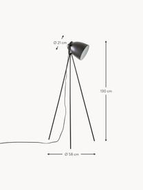 Lampada da lettura piccola treppiede Studio, Paralume: acciaio, Base della lampada: acciaio, Nero, opaco, Larg. 58 x Alt. 130 cm