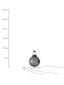 Handgefertigtes Weihnachtskugeln-Set Elmos, 8er-Set, Glas, lackiert, Grautöne, Schwarz, Ø 6 cm