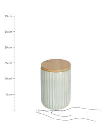 Aufbewahrungsdose Itziar aus Keramik in Hellgrün, verschiedene Größen, Dose: Keramik, Deckel: Holz, Hellgrün, Ø 10 x H 14 cm, 700 ml