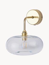 Wandlamp Horizon van mondgeblazen glas, Lampenkap: mondgeblazen glas, Transparant, goudkleurig, B 21 x D 24 cm