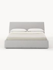 Cama tapizada Cloud, con espacio de almacenamiento, Tapizado: tejido finamente texturiz, Estructura: madera de pino maciza y m, Tejido gris claro, An 160 x L 200 cm