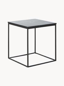 Marmor-Beistelltisch Alys, Tischplatte: Marmor, Gestell: Metall, pulverbeschichtet, Schwarz, marmoriert, B 45 x H 50 cm