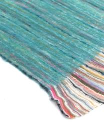 Kleurrijke plaid Ayana met franjes, 100% acryl, Turquoise, multicolour, B 130 x L 190 cm