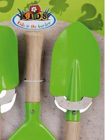 Kinder tuingereedschapset Little Gardener, 3-delig, Hout, gepoedercoat metaal, Groen, B 20 cm x H 28 cm