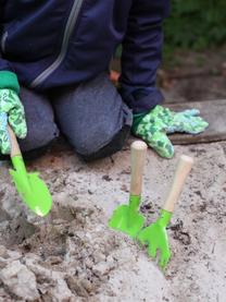 Set de herramientas de jardinería infantil Little Gardener, 3 pzas., Madera, metal con pintura en polvo, Verde, An 20 x Al 28 cm