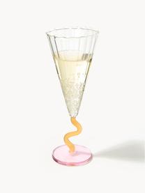 Flûtes à champagne artisanales Curve, 2 pièces, Verre, Transparent, jaune pâle, rose pâle, Ø 8 x haut. 21 cm, 180 ml