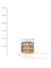 Wassergläser Osier mit stilvollem Grasgeflecht, 4 Stück, Dekor: Grasgeflecht, Transparent, Braun, Ø 9 x H 10 cm, 250 ml
