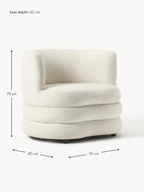 Sillón de diseño Solomon, Tapizado: 56% viscosa, 21% poliéste, Estructura: madera de abeto maciza, m, Patas: plástico Este producto es, Bouclé blanco crema, An 95 x Al 80 cm