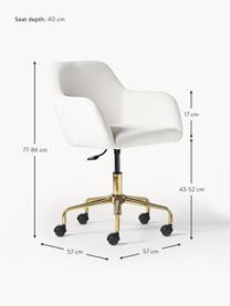 Zamatová kancelárska stolička Lucie, Zamatová biela, odtiene zlatej, Š 57 x H 57 cm