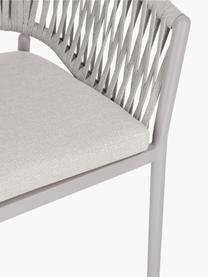 Sedia con braccioli da giardino Florencia, Rivestimento: 100% polipropilene, Struttura: alluminio verniciato a po, Tessuto beige chiaro, grigio chiaro, Larg. 57 x Prof. 60 cm