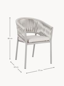 Krzesło ogrodowe z podłokietnikami Florencia, Tapicerka: 100% polipropylen, Stelaż: aluminium malowane proszk, Jasnobeżowa tkanina, jasny szary, S 57 x G 60 cm