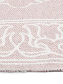 Tapis rose et blanc à houppes, tissé main Salima, 100 % coton, Rose, blanc crème, larg. 120 x long. 180 cm (taille S)