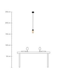 Kleine Pendelleuchte Annick aus Holz, Lampenschirm: Eichenholz, geölt, Metall, Baldachin: Metall, beschichtet, Schwarz, Beige, Ø 7 x H 14 cm