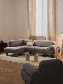 Sofa narożna Bouclé Lilo, Tapicerka: Bouclé (93% poliester, 6%, Nogi: tworzywo sztuczne tapicer, Szary Bouclé, S 260 x G 176 cm, lewostronna