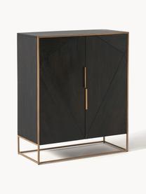 Credenza alta in legno di mango massiccio Harry, Legno di mango, dorato, Larg. 100 x Alt. 120 cm