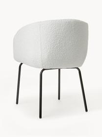 Bouclé fauteuils Alani, 2 stuks, Bekleding: 100% polyester Met 10.000, Poten: gepoedercoat metaalkleuri, Bouclé wit, B 58 x H 78 cm