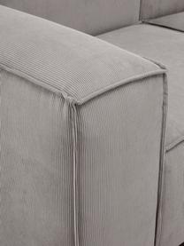 Chaise longue XL componibile in velluto a coste Lennon, Rivestimento: velluto a coste (92% poli, Struttura: legno di pino massiccio, , Piedini: plastica I piedini si tro, Velluto a coste grigio chiaro, Larg. 357 x Prof. 119 cm, schienale a sinistra