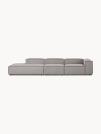 Chaise longue XL componibile in velluto a coste Lennon, Rivestimento: velluto a coste (92% poli, Struttura: legno di pino massiccio, , Piedini: plastica I piedini si tro, Velluto a coste grigio chiaro, Larg. 357 x Prof. 119 cm, schienale a sinistra