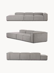 Diván modular grande de pana Lennon, Tapizado: pana (92% poliéster, 8% p, Estructura: madera contrachapada de p, Patas: plástico Las patas están , Pana gris, An 357 x F 119 cm, reposabrazos izquierdo