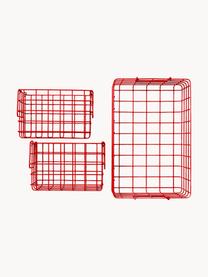 Metalen opbergmanden The Baskets, set van 3, Staal, gepoedercoat, Rood, Set met verschillende formaten