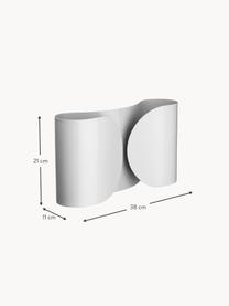 Design wandlamp Foglio, Gecoat staal, Wit, B 38 x D 21 cm