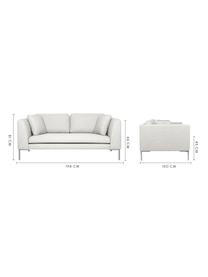 Sofa Emma (2-Sitzer), Bezug: Polyester 100.000 Scheuer, Gestell: Massives Kiefernholz, Webstoff Cremeweiss, Füsse Silber, B 194 x T 100 cm