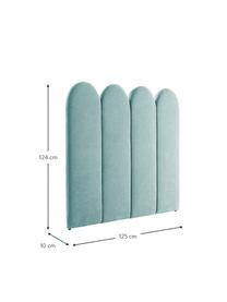 Tête de lit en chenille matelassé Miami, Tissu turquoise, larg. 125 x haut. 124 cm