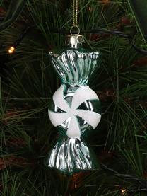 Décoration de sapin de Noël Candy, Verre, Turquoise, blanc, larg. 3 x haut. 10 cm