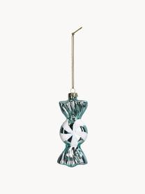 Kerstboomhanger Candy in de vorm van een snoepje, Glas, Turquoise, wit, B 3 x H 10 cm