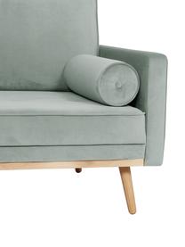 Samt-Ecksofa Saint (3-Sitzer) in Salbeibarben mit Eichenholz-Füßen, Bezug: Samt (Polyester) Der hoch, Gestell: Massives Eichenholz, Span, Samt Salbeifarben, B 243 x T 220 cm