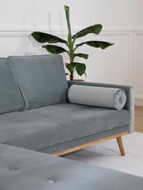 Samt-Ecksofa Saint (3-Sitzer) in Salbeibarben mit Eichenholz-Füssen, Bezug: Samt (Polyester) Der hoch, Gestell: Massives Eichenholz, Span, Samt Salbeifarben, B 243 x T 220 cm