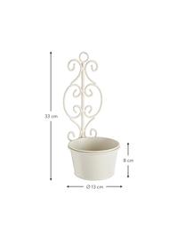 Macetero de pared pequeño Giselle, Acero inoxidable recubierto, Blanco crema, An 14 x Al 33 cm