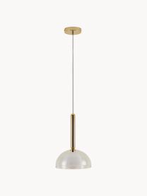 Lampada a sospensione piccola con luce regolabile Dome, Paralume: vetro, Struttura: metallo rivestito, Bianco latte, dorato, Ø 25 x Alt. 213 cm