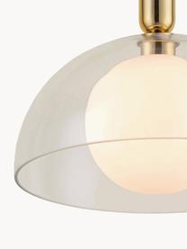 Lampada a sospensione piccola con luce regolabile Dome, Paralume: vetro, Struttura: metallo rivestito, Bianco latte, dorato, Ø 25 x Alt. 213 cm